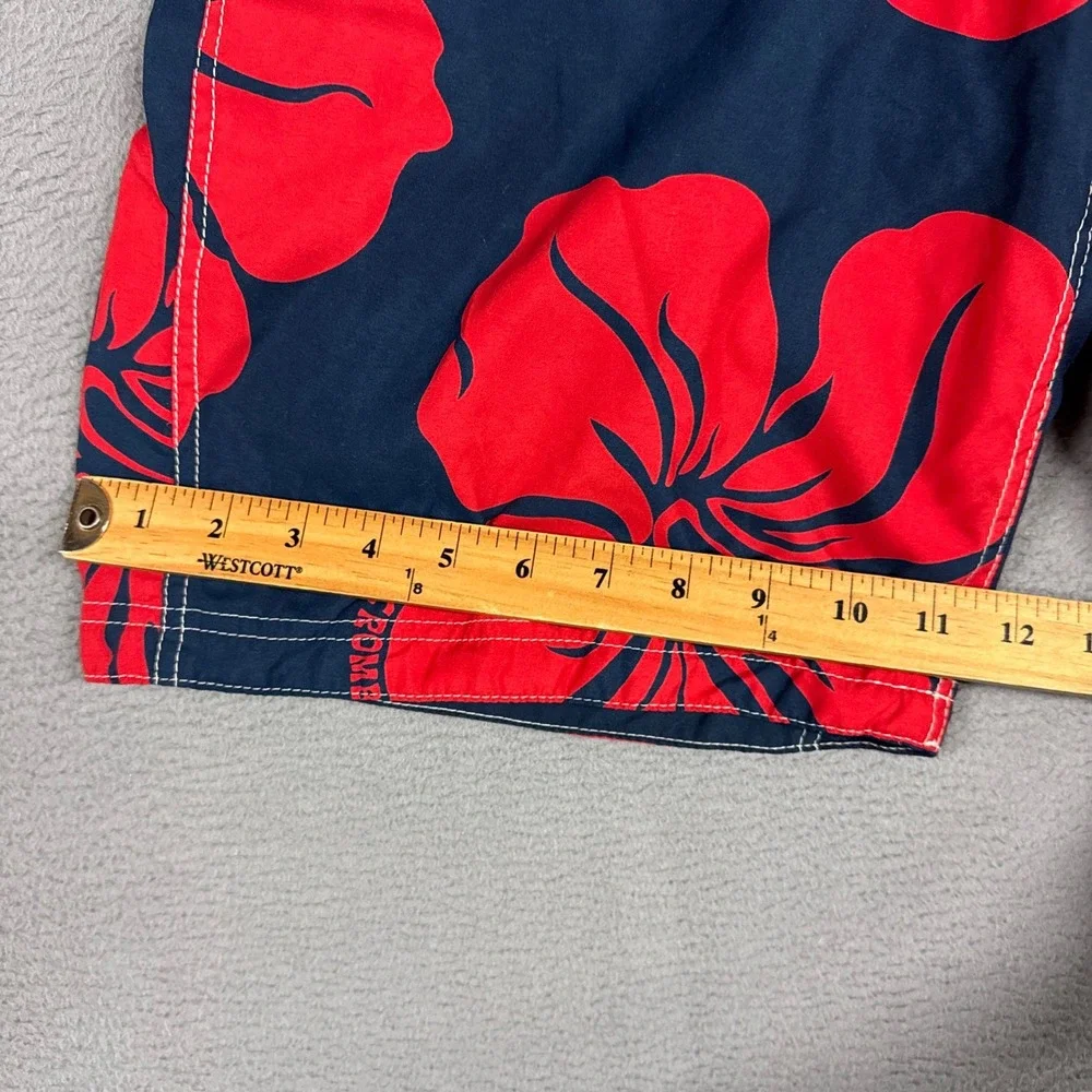 Abercrombie Board Shorts Mens Medium Navy Red Hibiscus Floral Cargo Swim Trunks